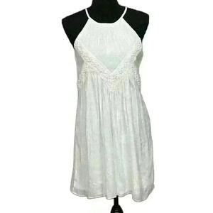 A Byer Womens M White Embroidered Halter Midi Dress Sleeveless Boho Cottagecore